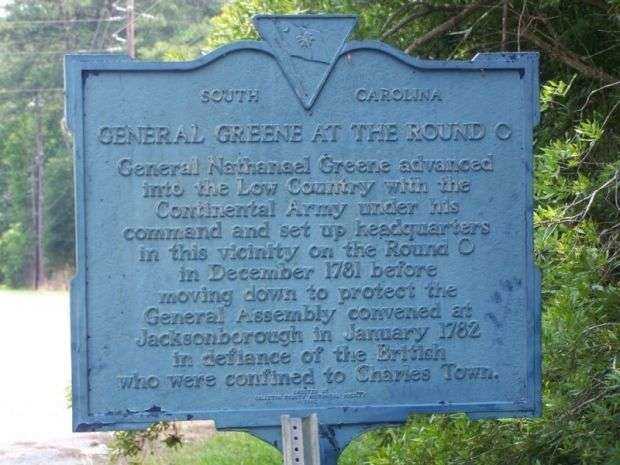 GENERAL GREENE AT THE ROUND O MEMORIAL MARKER