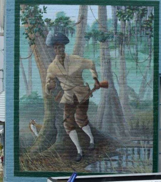 THE PATRIOT AND THE RED COAT MEMORIAL MURAL A