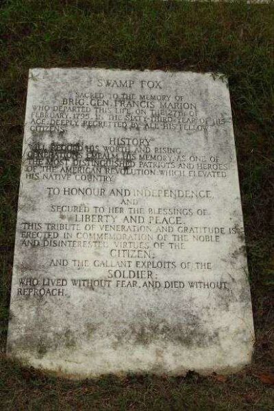 SWAMP FOX SACRED TO THE MEMORY MEMORIAL STONE