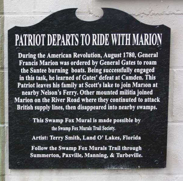 PATRIOT DEPARTS TO RIDE WITH MARION MEMORIAL MURAL PLAQUE