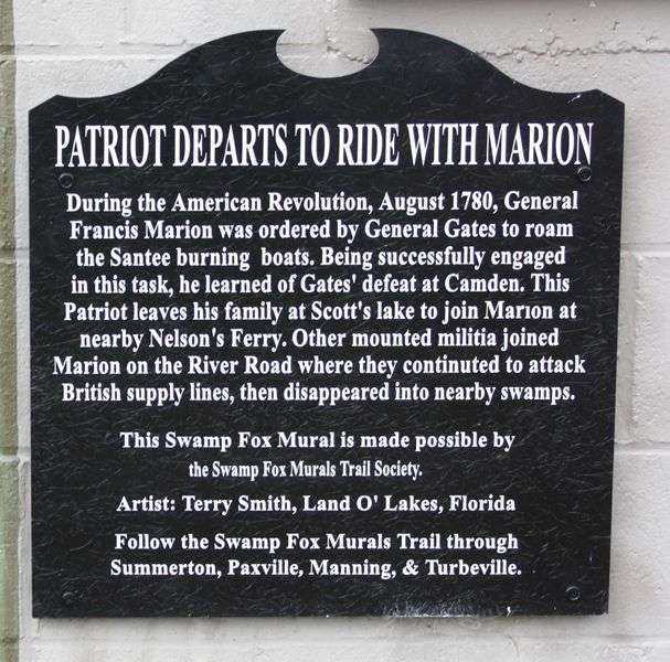 PATRIOT DEPARTS TO RIDE WITH MARION MEMORIAL MURAL PLAQUE