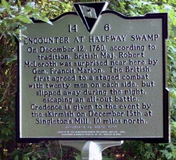 ENCOUNTER AT HALFWAY SWAMP WAR MEMORIAL MARKER