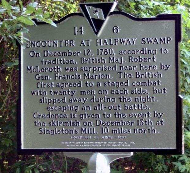 ENCOUNTER AT HALFWAY SWAMP WAR MEMORIAL MARKER