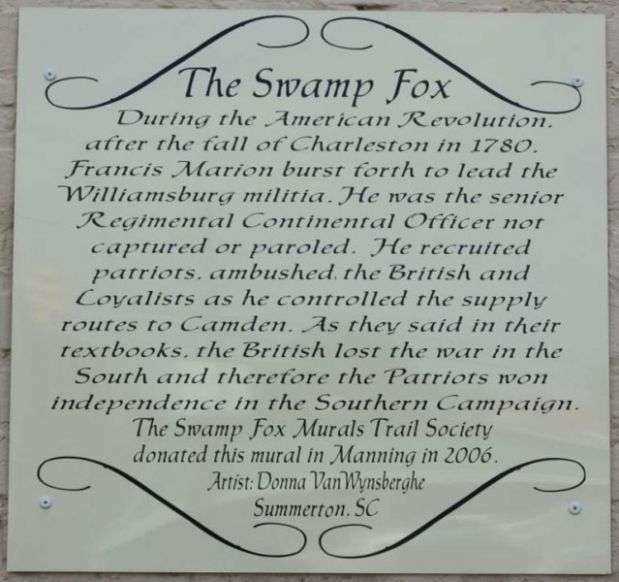 THE SWAMP FOX MEMORIAL MURAL PLAQUE