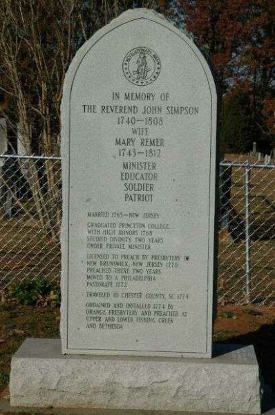 THE REVEREND JOHN SIMPSON WAR MEMORIAL FRONT