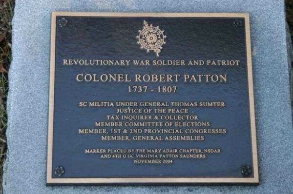 COLONEL ROBERT PATTON REVOLUTIONARY SOLDIER MEMORIAL PLAQUE