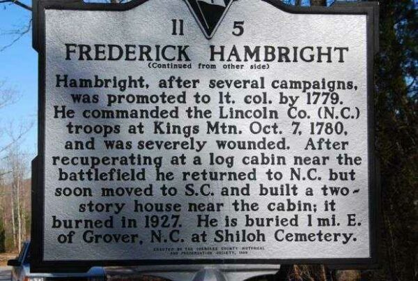 FREDERICK HAMBRIGHT REVOLUTIONARY SOLDIER MEMORIAL MARKER BACK