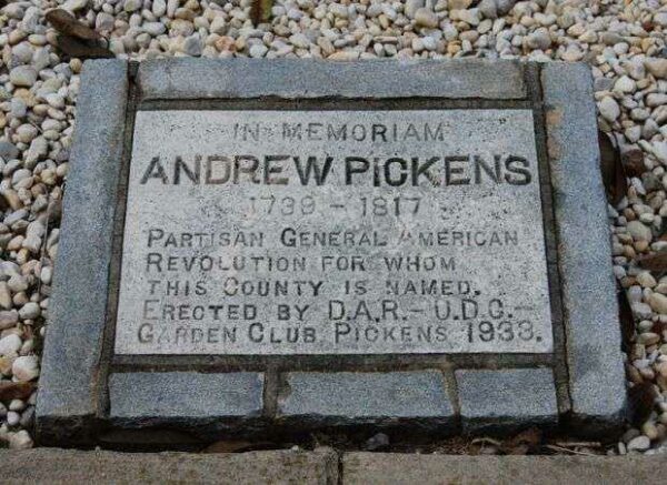 GENERAL ANDREW PICKENS REVOLUTIONARY COMMANDER MEMORIAL PLAQUE