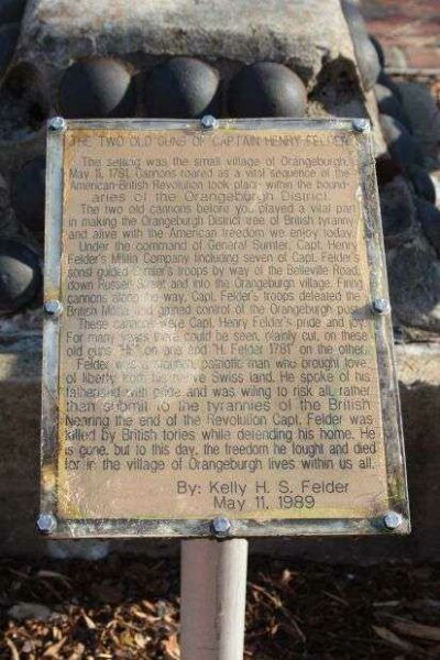 THE TWO OLD GUNS OF CAPTAIN HENRY FELDER MEMORIAL PLAQUE