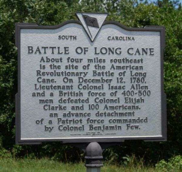 BATTLE OF LONG CANE REVOLUTIONARY WAR MEMORIAL MARKER