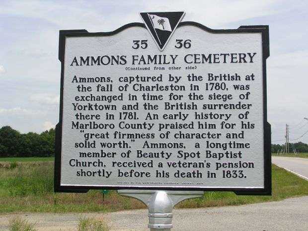 AMMONS FAMILY CEMETERY REVOLUTIONARY SOLDIER MEMORIAL MARKER BACK