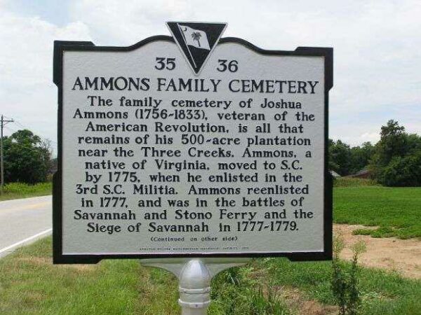 AMMONS FAMILY CEMETERY REVOLUTIONARY SOLDIER MEMORIAL MARKER FRONT