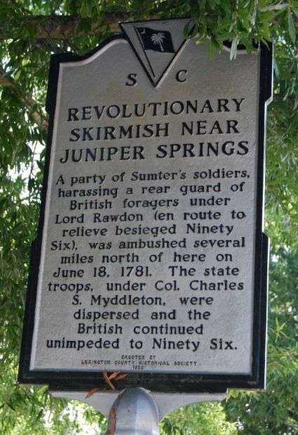 REVOLUTIONARY SKIRMISH NEAR JUNIPER SPRINGS MEMORIAL MARKER