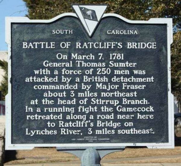BATTLE OF RATCLIFF’S BRIDGE WAR MEMORIAL MARKER
