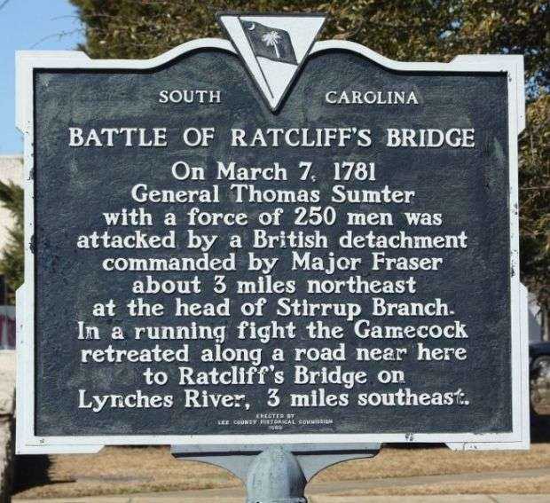 BATTLE OF RATCLIFF’S BRIDGE WAR MEMORIAL MARKER
