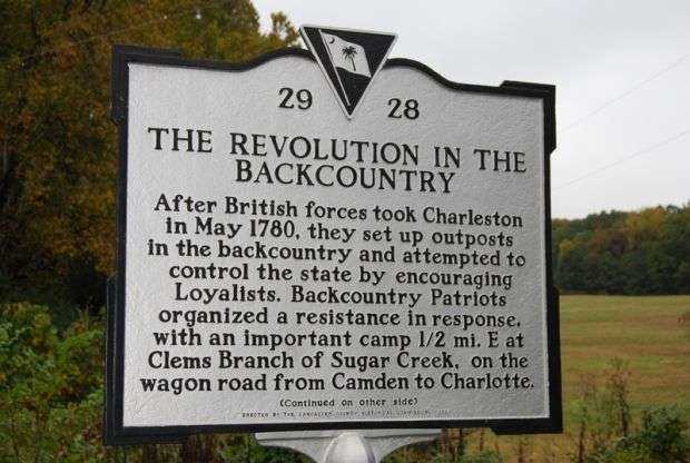 THE REVOLUTION IN THE BACKCOUNTRY WAR MEMORIAL MARKER FRONT