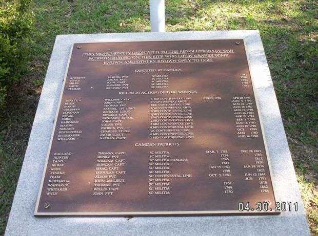 REVOLUTIONARY WAR HONOR ROLL MEMORIAL