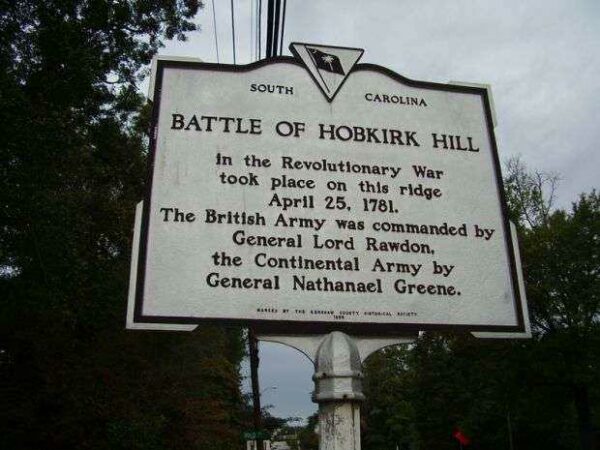 BATTLE OF HOBKIRK HILL REVOLUTIONARY WAR MEMORIAL MARKER
