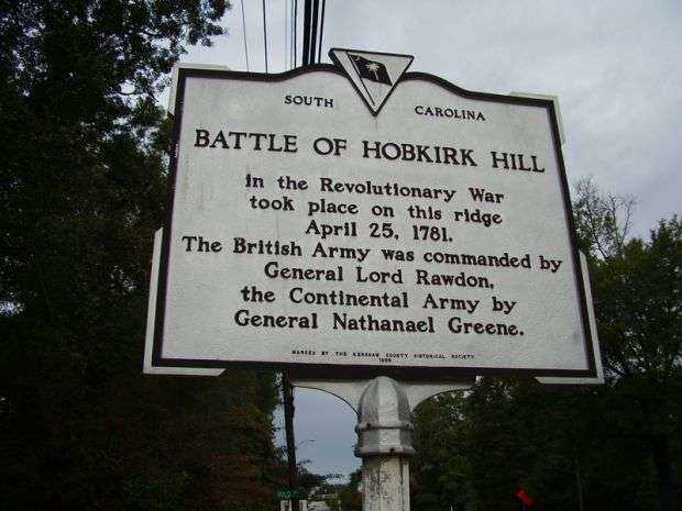 BATTLE OF HOBKIRK HILL REVOLUTIONARY WAR MEMORIAL MARKER