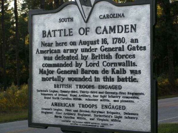 BATTLE OF CAMDEN REVOLUTIONARY WAR MEMORIAL MARKER