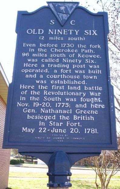 OLD NINETY SIX REVOLUTIONARY WAR MEMORIAL MARKER