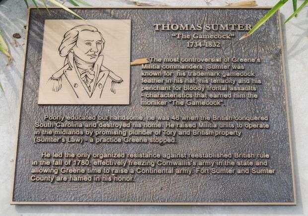 THOMAS SUMTER REVOLUTIONARY WAR MEMORIAL PLAQUE