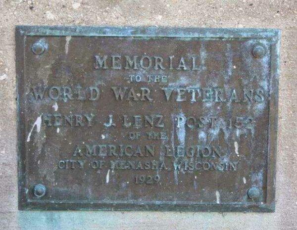 HENRY J. LENZ POST 152 AMERICAN LEGION WORLD WAR VETERANS MEMORIAL PLAQUE