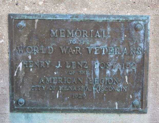 HENRY J. LENZ POST 152 AMERICAN LEGION WORLD WAR VETERANS MEMORIAL PLAQUE