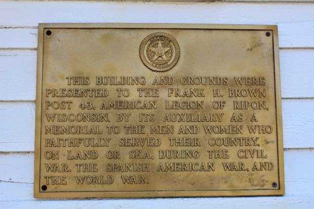 FRANK H. BROWN POST NO. 43 AMERICAN LEGION WAR MEMORIAL BUILDING PLAQUE
