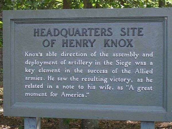 HEADQUARTERS SITE OF HENRY KNOX MEMORIAL MARKER