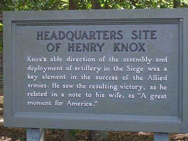 HEADQUARTERS SITE OF HENRY KNOX MEMORIAL MARKER