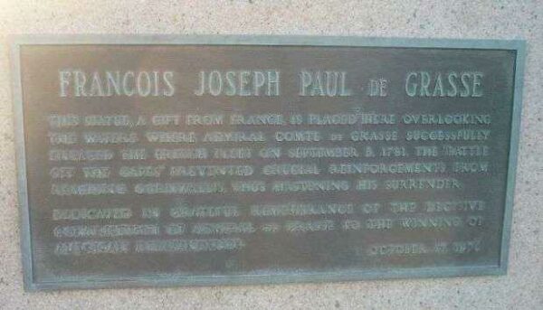 FRANCOIS JOSEPH PAUL DE GRASSE MEMORIAL STATUE PLAQUE