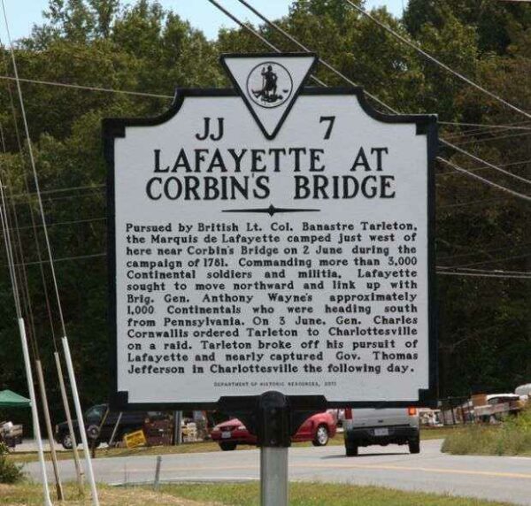LAFAYETTE AT CORBIN’S BRIDGE MEMORIAL MARKER