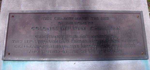 COLONEL WILLIAM CHRISTIAN REVOLUTIONARY MEMORIAL PLAQUE