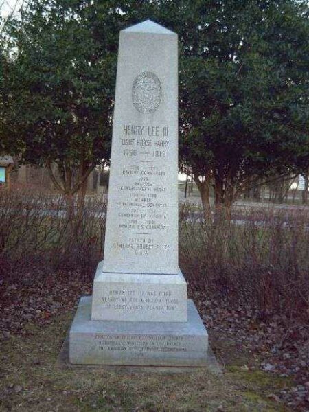 HENRY LEE III “LIGHT HORSE HARRY” WAR MEMORIAL