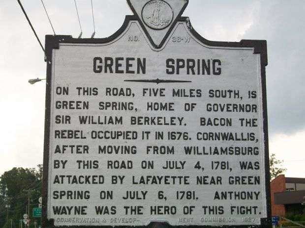 GREEN SPRING REVOLUTIONARY WAR MEMORIAL MARKER