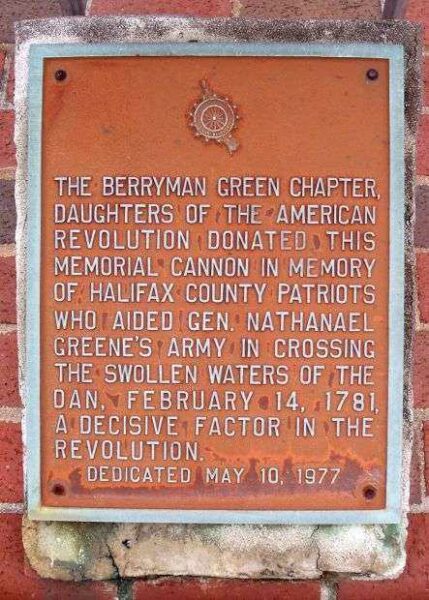 DAR MEMORIAL CANNON PLAQUE