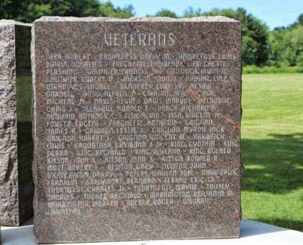MENOMINEE INDIAN WAR VETERANS MEMORIAL HONOR ROLL STONE D