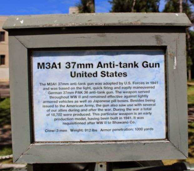 M3A1 37MM ANTI-TANK GUN MEMORIAL PLAQUE