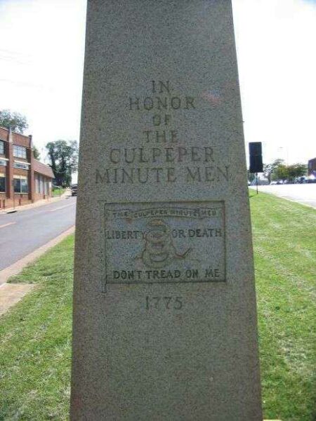 CULPEPER MINUTE MEN WAR MEMORIAL FACE STONE