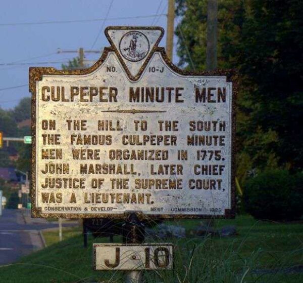 CULPEPER MINUTE MEN REVOLUTIONARY SOLDIER MEMORIAL MARKER