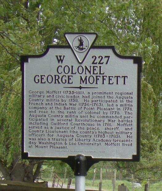 COLONEL GEORGE MOFFETT REVOLUTIONARY SOLDIER MEMORIAL MARKER