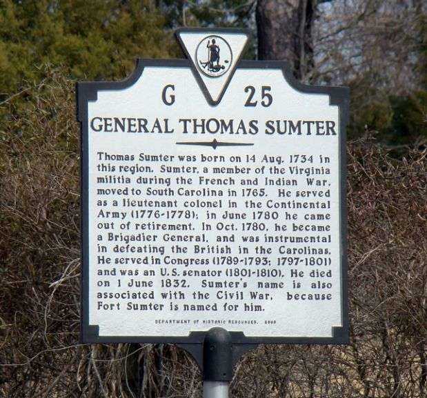 GENERAL THOMAS SUMTER REVOLUTIONARY WAR MEMORIAL MARKER