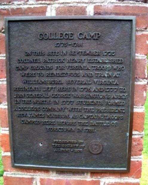 COLLEGE CAMP REVOLUTIONARY WAR MEMORIAL PLAQUE