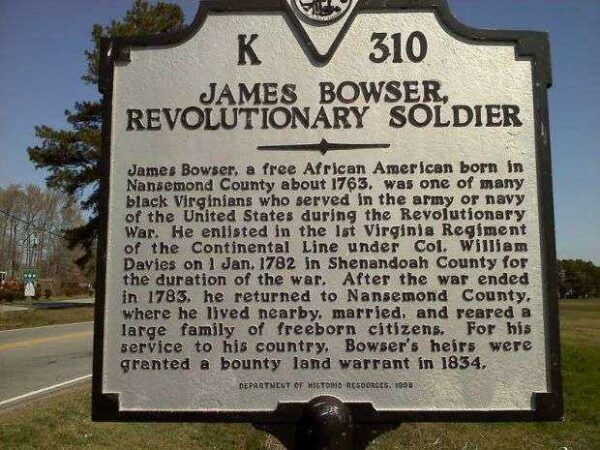 JAMES BOWSER, REVOLUTIONARY SOLDIER MEMORIAL MARKER