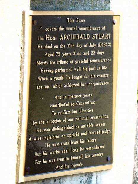 THE HON. ARCHIBALD STUART REVOLUTIONARY SOLDIER MEMORIAL PLAQUE