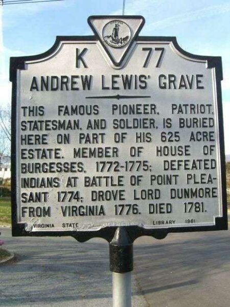 ANDREW LEWIS’ GRAVE REVOLUTIONARY SOLDIER MEMORIAL MARKER