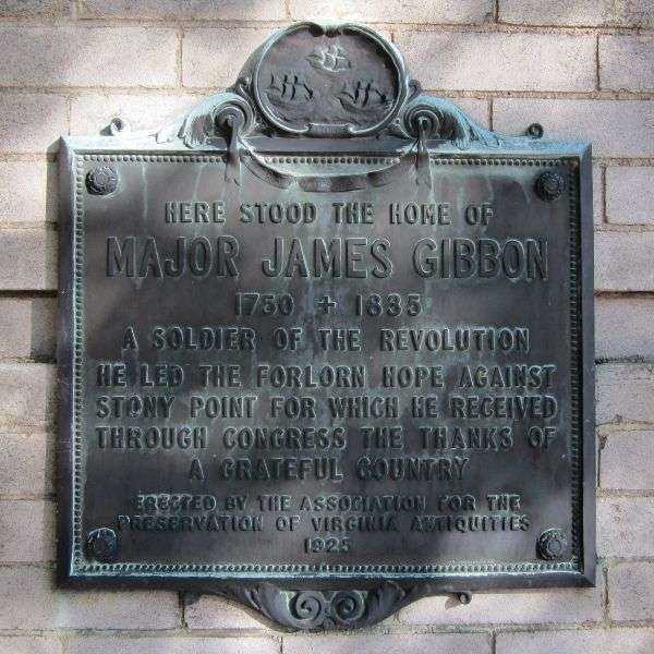MAJOR JAMES GIBBON REVOLUTIONARY WAR MEMORIAL PLAQUE