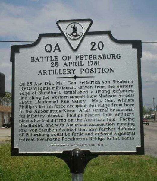 BATTLE OF PETERSBURG REVOLUTIONARY WAR MEMORIAL MARKER II