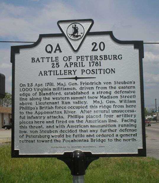 BATTLE OF PETERSBURG REVOLUTIONARY WAR MEMORIAL MARKER II